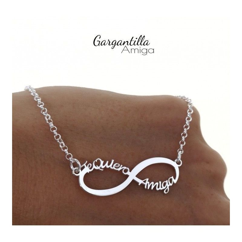 Gargantilla de Infinito "Te Quiero Amiga" en Plata de Ley 925mls