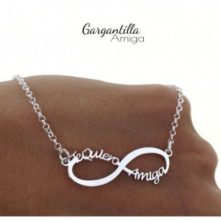 Gargantilla de Infinito "Te Quiero Amiga" en Plata de Ley 925mls