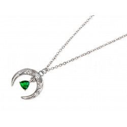 Gargantilla Luna Invertida Cristal Swarovski Esmeralda en Plata 925mls