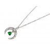 Gargantilla Luna Invertida Cristal Swarovski Esmeralda en Plata 925mls