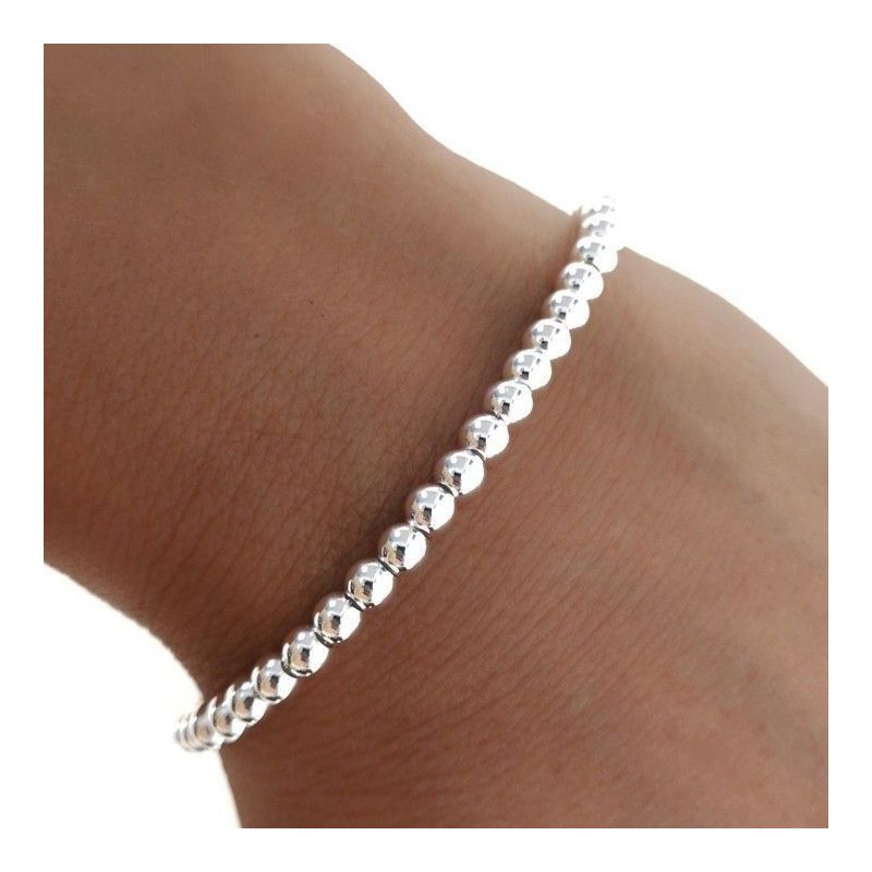 Pulsera de Bolas 4mm en Plata de Ley 925mls