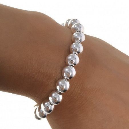 Pulsera de Bolas 8mm en Plata de Ley 925mls