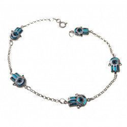 Pulsera Mano de Fátima con Ojos Turcos en Plata de Ley 925mls