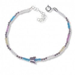 Pulsera de Mariposa con Cadena de Colores en Plata de Ley 925mls