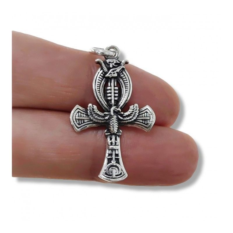 Colgante Amuleto Cruz de la Vida Egipcia en Plata de Ley 925mls
