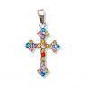 Colgante de Cruz con Piedras de Colores en Plata de Ley 925mls