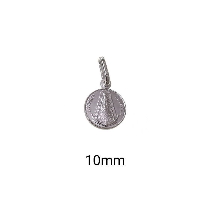 Colgante Medalla Virgen del Rocío 10mm en Plata de Ley 925mls