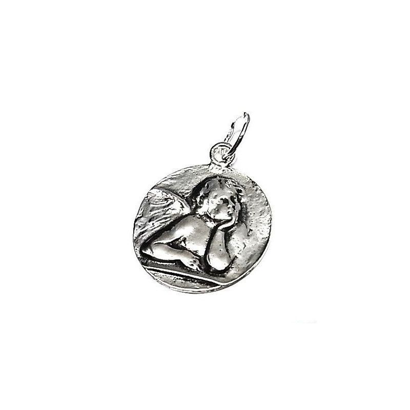 Colgante Medalla Ángel de la Guarda en Plata de Ley 925mls