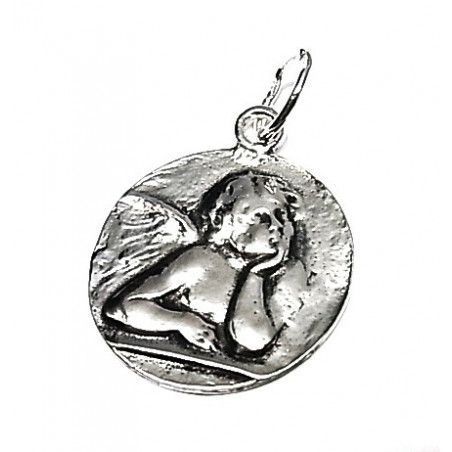 Colgante Medalla Ángel de la Guarda en Plata de Ley 925mls