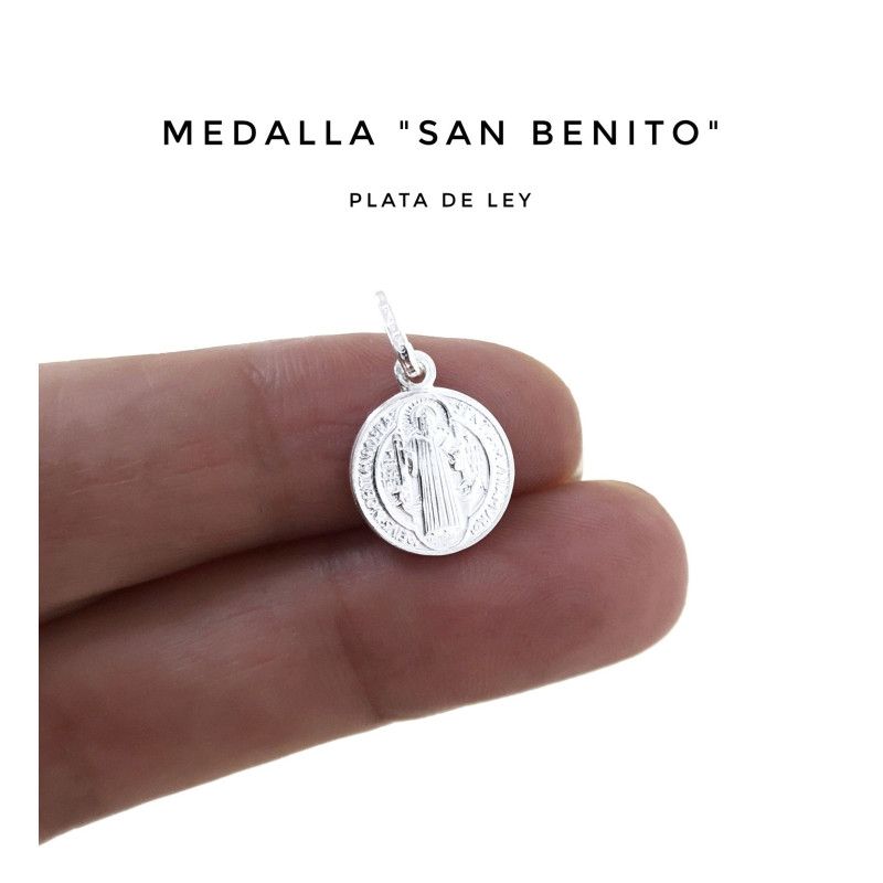 Colgante Medalla de San Benito Protector en Plata de Ley 925mls