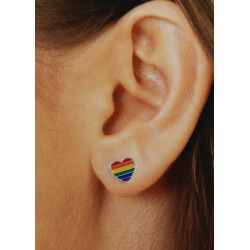 Pendientes de Corazón LGTBI Esmaltado a Color en Plata de Ley 925mls