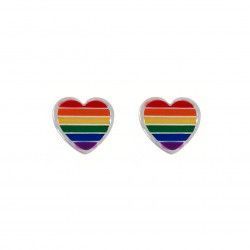 Pendientes de Corazón LGTBI Esmaltado a Color en Plata de Ley 925mls