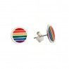 Pendientes de Disco LGTBI Esmaltado a Color en Plata de Ley 925mls