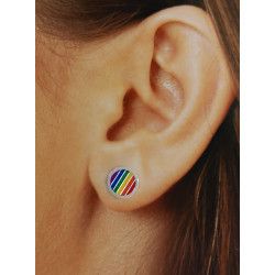 Pendientes de Disco LGTBI Esmaltado a Color en Plata de Ley 925mls