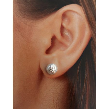 Pendiente de Perla con Estrella en Plata de Ley 925mls