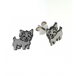 Pendiente de Perro Yorkshire en Plata de Ley 925mls