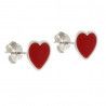Pendiente de Corazón Rojo Esmalte en Plata de Ley 925mls
