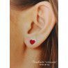 Pendiente de Corazón Rojo Esmalte en Plata de Ley 925mls