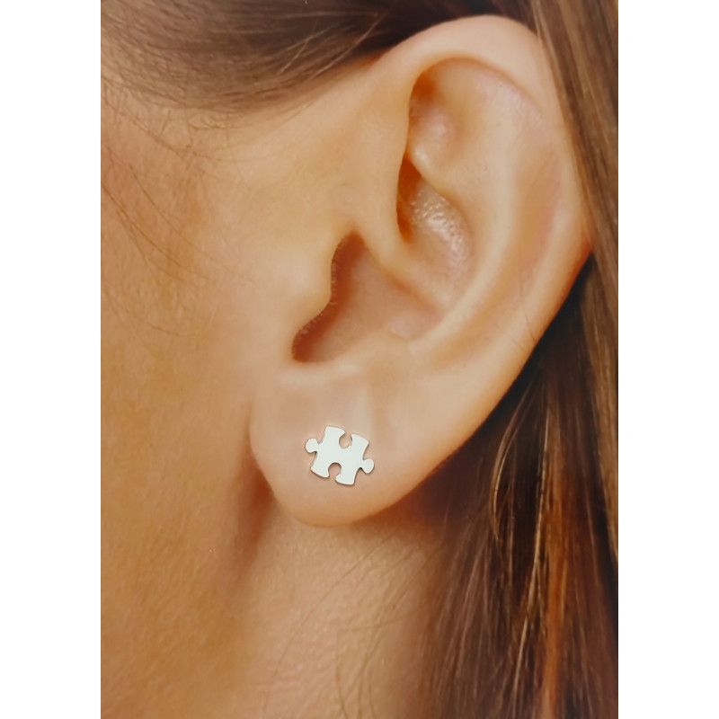 Pendiente Pieza de Puzzle en Plata de Ley 925mls