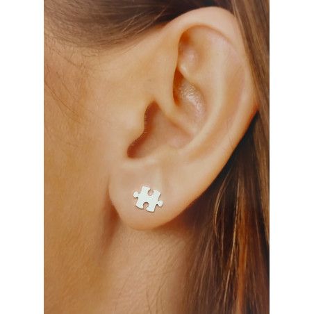 Pendiente Pieza de Puzzle en Plata de Ley 925mls