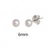 Pendiente de Bola Perla de 6mm en Plata de Ley 925mls
