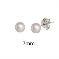 Pendiente de Bola Perla de 7mm en Plata de Ley 925mls