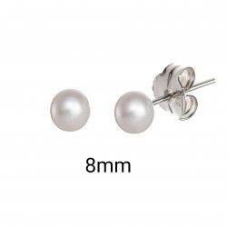 Pendiente de Bola Perla de 8mm en Plata de Ley 925mls