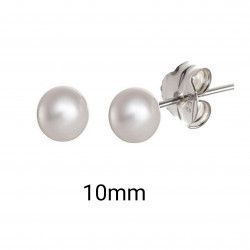 Pendiente de Bola Perla de 10mm en Plata de Ley 925mls