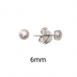 Pendiente de Bola Perla Cultivada de 6mm en Plata de Ley 925mls