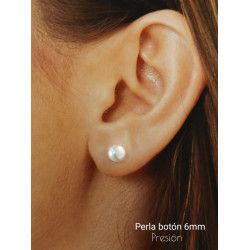 Pendiente de Bola Perla Cultivada de 6mm en Plata de Ley 925mls