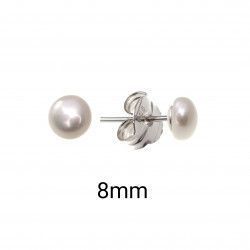 Pendiente de Bola Perla Cultivada de 8mm en Plata de Ley 925mls
