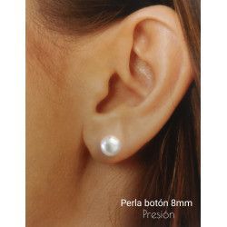 Pendiente de Bola Perla Cultivada de 8mm en Plata de Ley 925mls