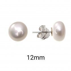 Pendiente de Bola Perla Cultivada de 12mm en Plata de Ley 925mls
