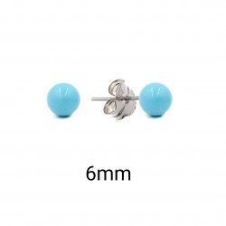 Pendiente de Bola Perla Color en Plata de Ley 925mls