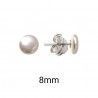 Pendiente de Bola Perla Shell Plana de 8mm en Plata de Ley 925mls