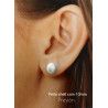 Pendiente de Bola Perla Shell Plana de 10mm en Plata de Ley 925mls