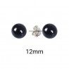 Pendiente de Bola Perla Negra de 12mm en Plata de Ley 925mls