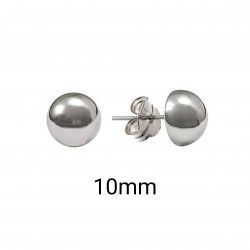 Pendiente de Media Bola Plata de 10mm en Plata de Ley 925mls