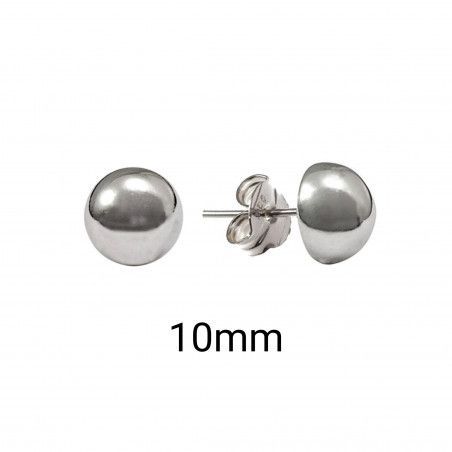 Pendiente de Media Bola Plata de 10mm en Plata de Ley 925mls