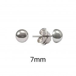 Pendiente de Media Bola Plata de 7mm en Plata de Ley 925mls