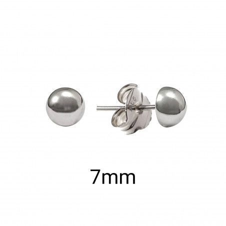 Pendiente de Media Bola Plata de 7mm en Plata de Ley 925mls