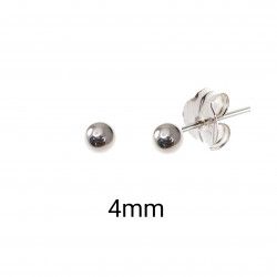 Pendiente de Bola Plata de 4mm en Plata de Ley 925mls