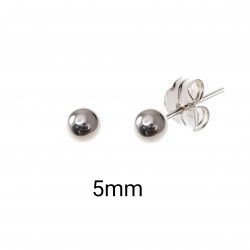 Pendiente de Bola Plata de 5mm en Plata de Ley 925mls