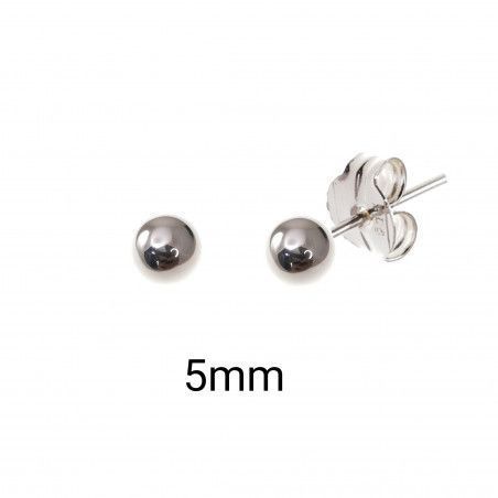 Pendiente de Bola Plata de 5mm en Plata de Ley 925mls
