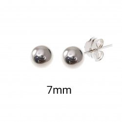 Pendiente de Bola Plata de 7mm en Plata de Ley 925mls