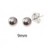 Pendiente de Bola Plata de 9mm en Plata de Ley 925mls