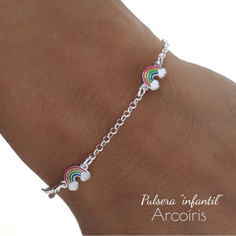Pulsera Infantil de Arcoíris en Plata de Ley 925mls