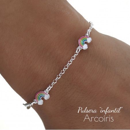 Pulsera Infantil de Arcoíris en Plata de Ley 925mls