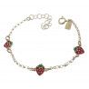 Pulsera Infantil de Fresas en Plata de Ley 925mls