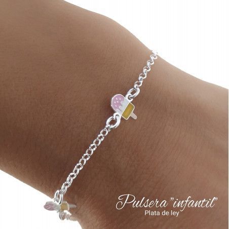 Pulsera Infantil de Helados en Plata de Ley 925mls